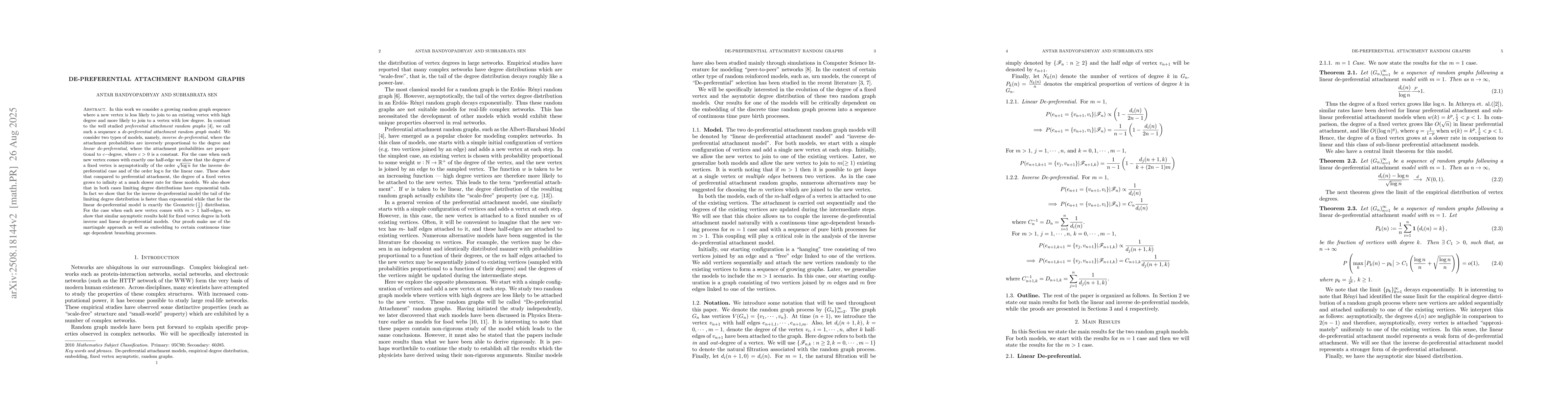 Thumbnail for De-Preferential Attachment Random Graphs
