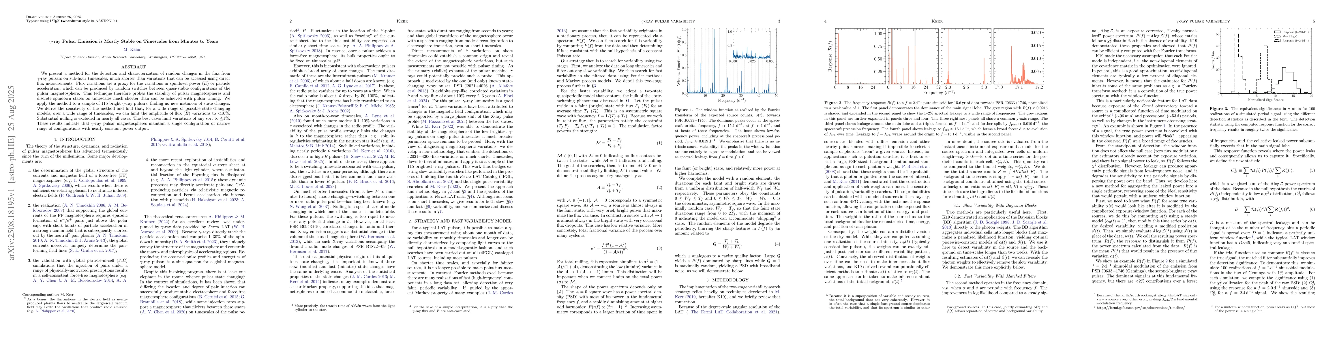 Thumbnail for Gamma-ray Pulsar Emission is Mostly Stable on Timescales from Minutes to
  Years