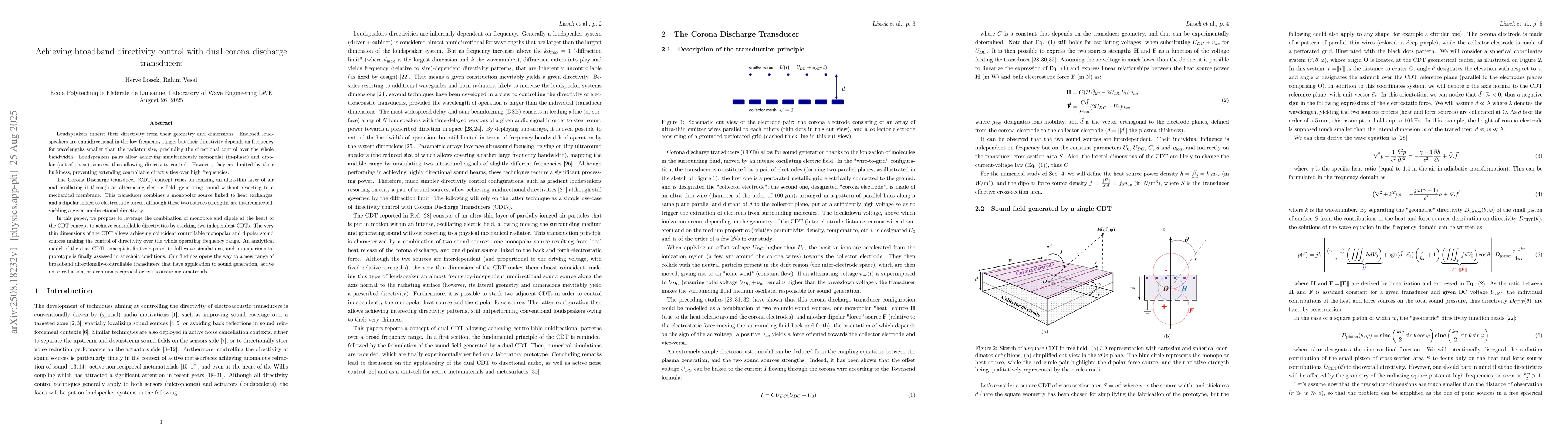 Thumbnail for Achieving broadband directivity control with dual corona discharge
  transducers
