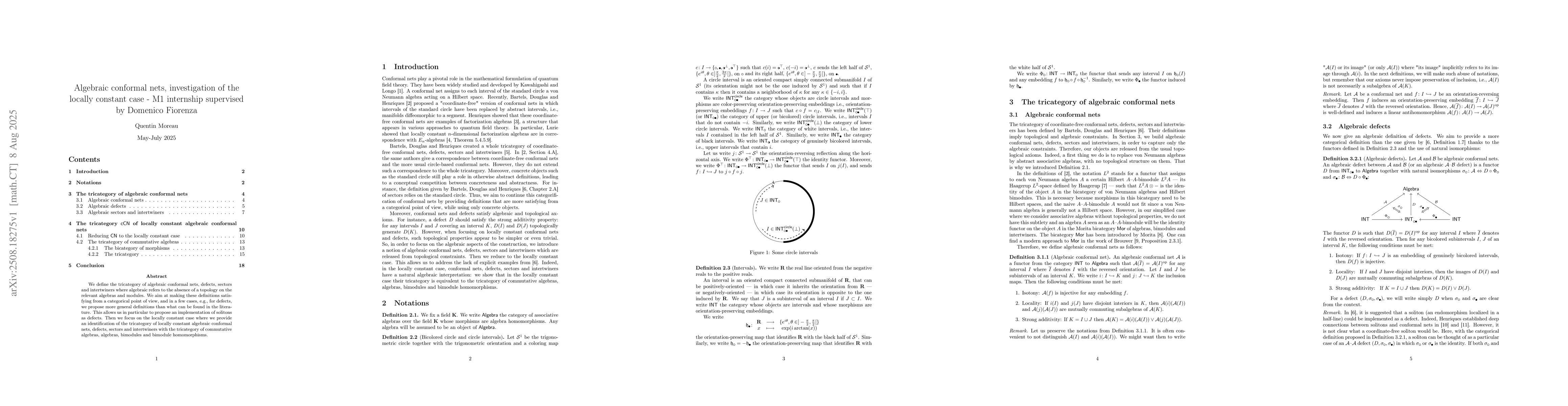 Thumbnail for Algebraic conformal nets, investigation of the locally constant case --
  M1 internship supervised by Domenico Fiorenza