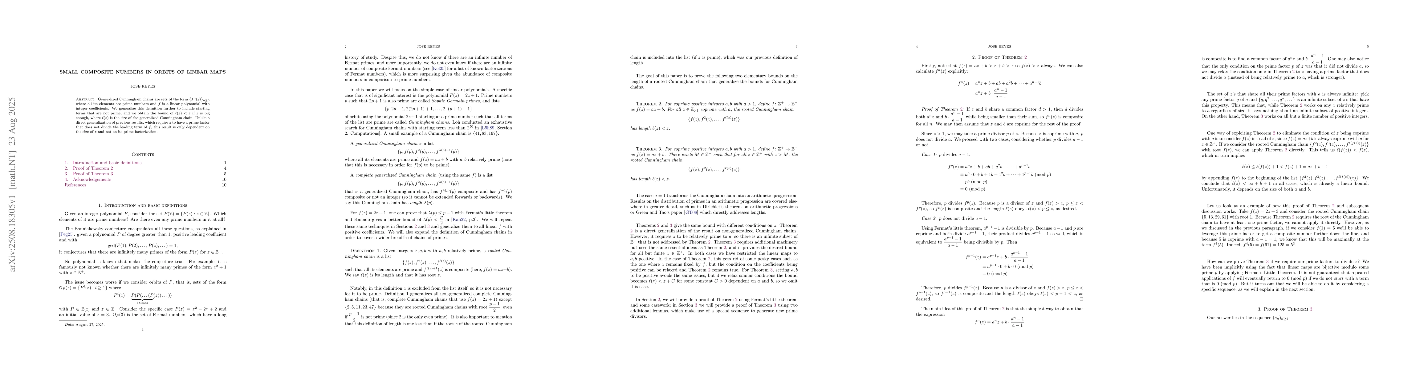 Thumbnail for Small Composite Numbers in Orbits of Linear Maps