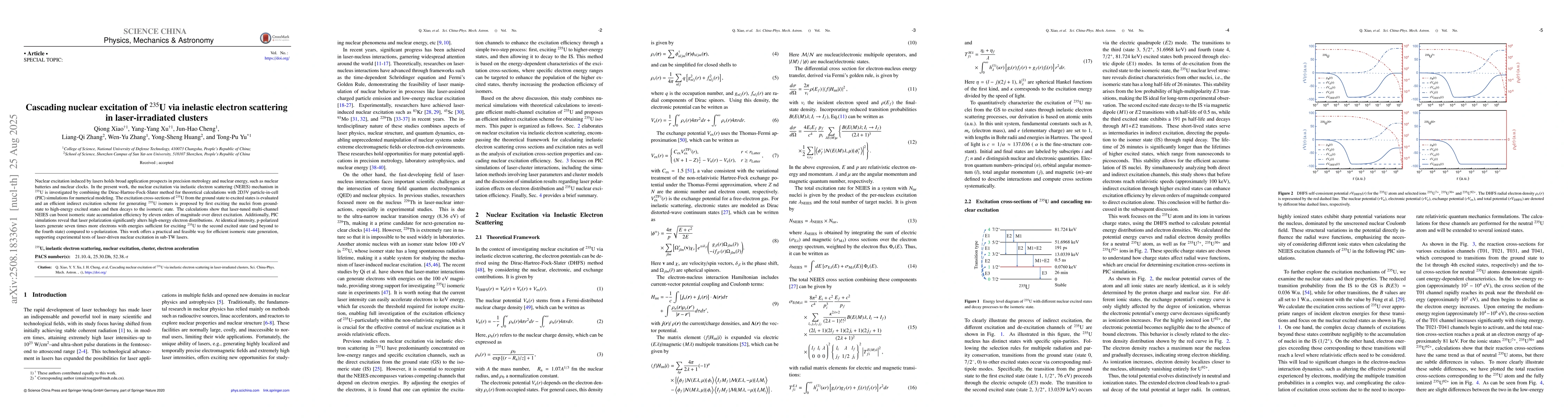 Thumbnail for Cascading nuclear excitation of \(^{235}\text{U}\) via inelastic
  electron scattering in laser-irradiated clusters