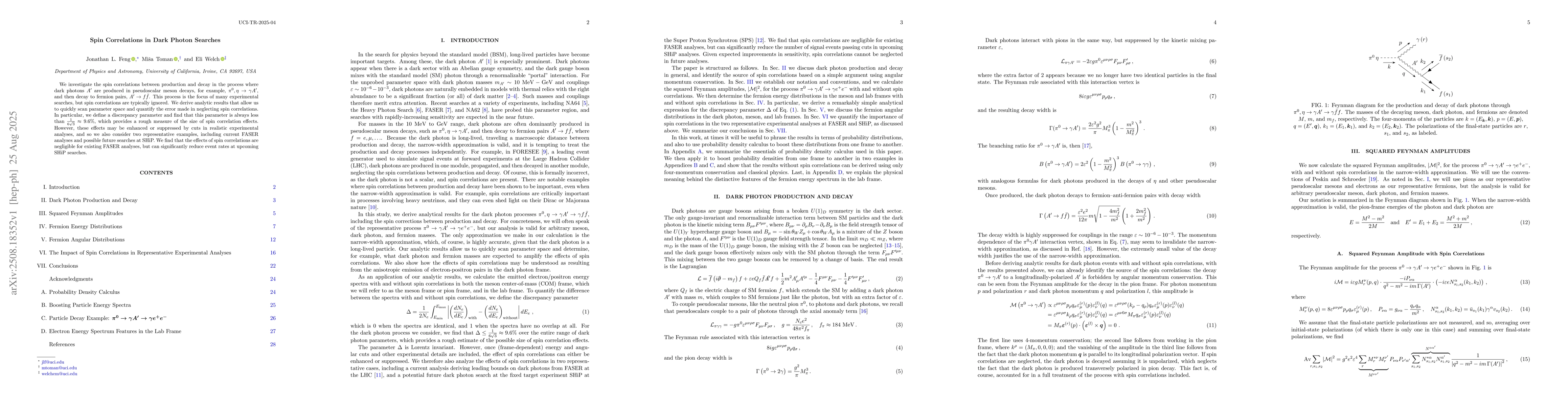 Thumbnail for Spin Correlations in Dark Photon Searches