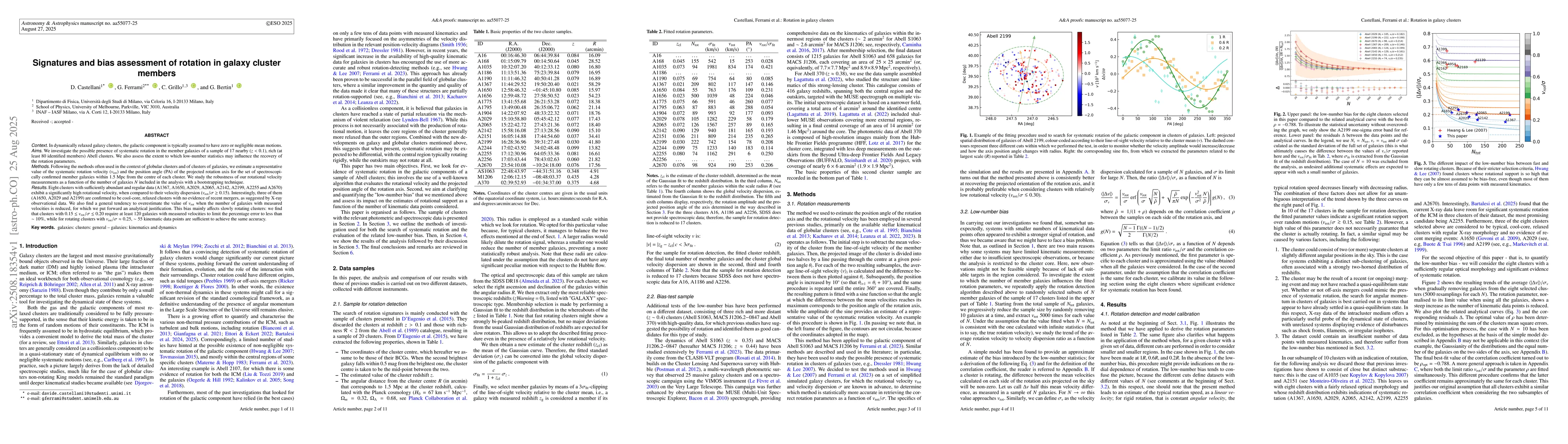 Thumbnail for Signatures and bias assessment of rotation in galaxy cluster members
