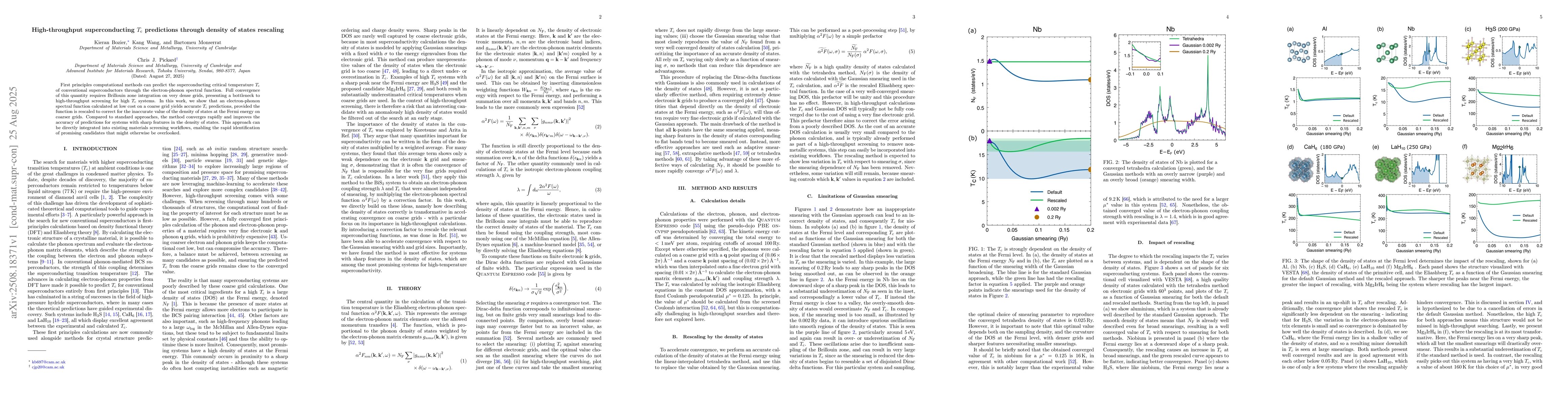 Thumbnail for High-throughput superconducting $T_{\mathrm{c}}$ predictions through
  density of states rescaling