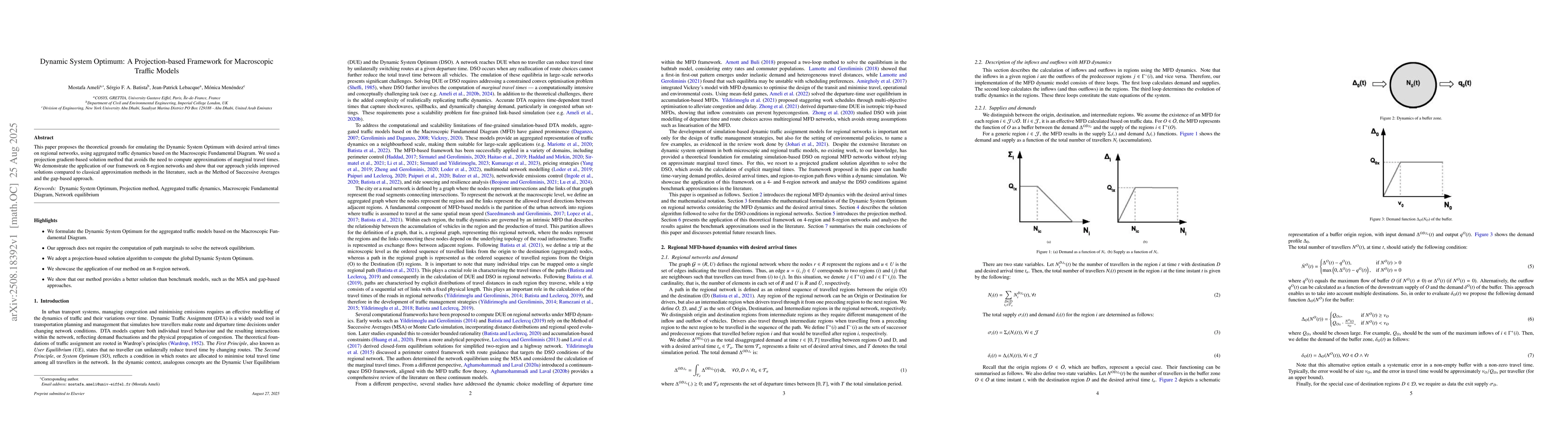 Thumbnail for Dynamic System Optimum: A Projection-based Framework for Macroscopic
  Traffic Models