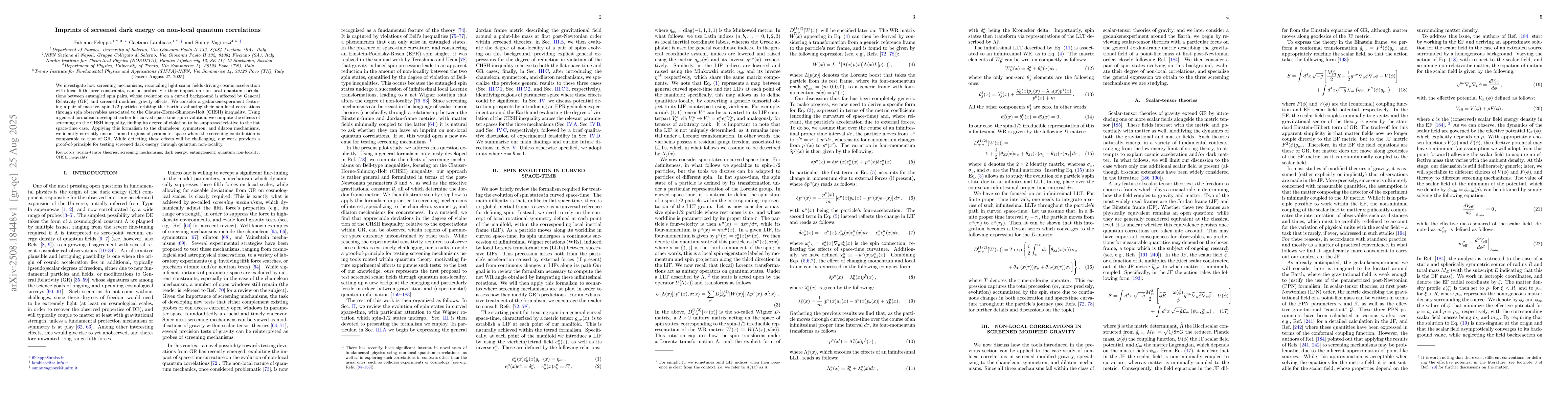 Thumbnail for Imprints of screened dark energy on non-local quantum correlations