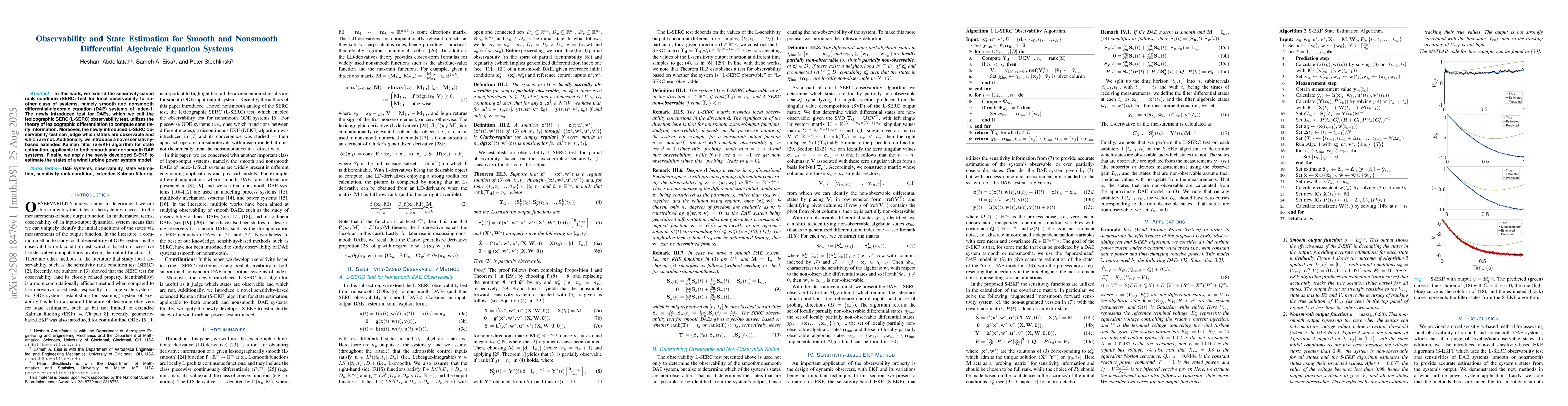 Thumbnail for Observability and State Estimation for Smooth and Nonsmooth Differential
  Algebraic Equation Systems