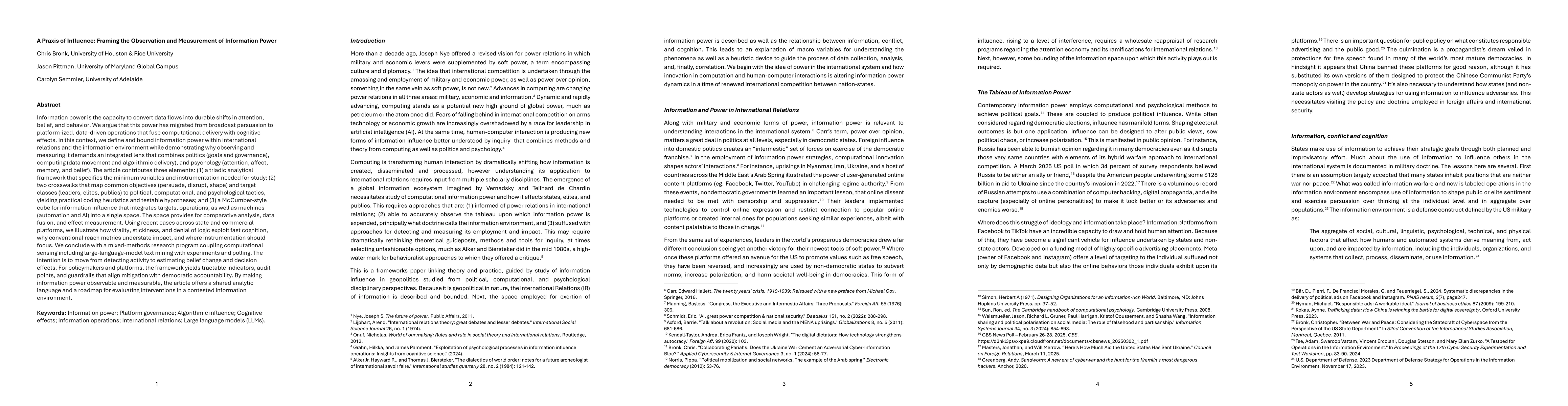 Thumbnail for A Praxis of Influence: Framing the Observation and Measurement of
  Information Power