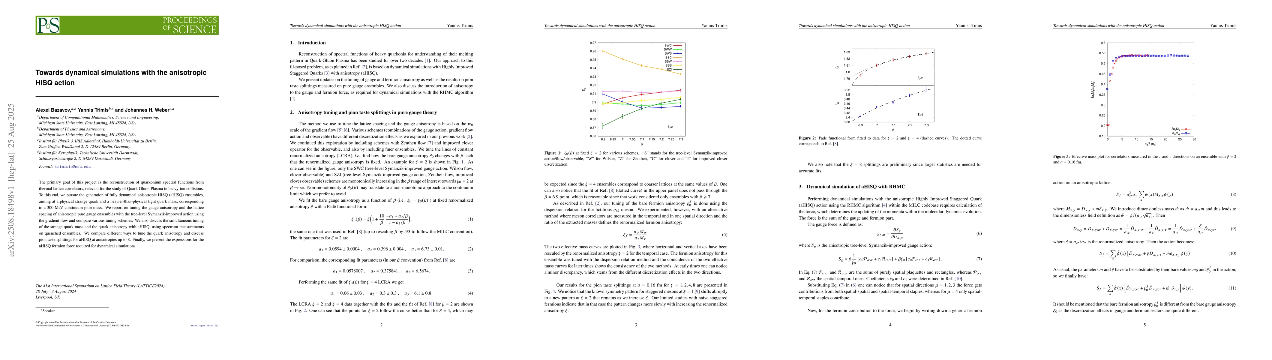 Thumbnail for Towards dynamical simulations with the anisotropic HISQ action