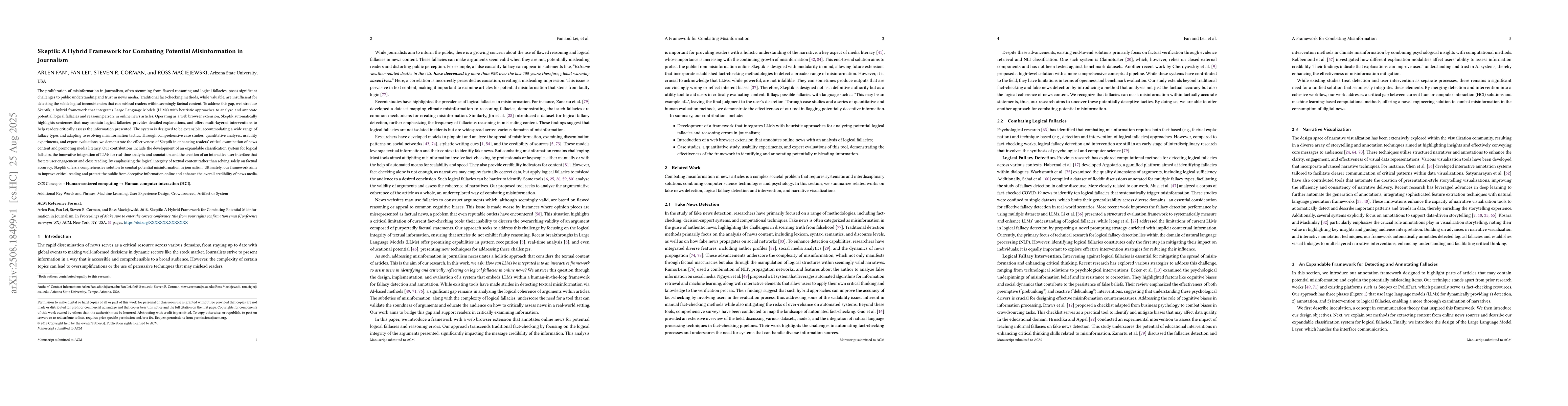 Thumbnail for Skeptik: A Hybrid Framework for Combating Potential Misinformation in
  Journalism