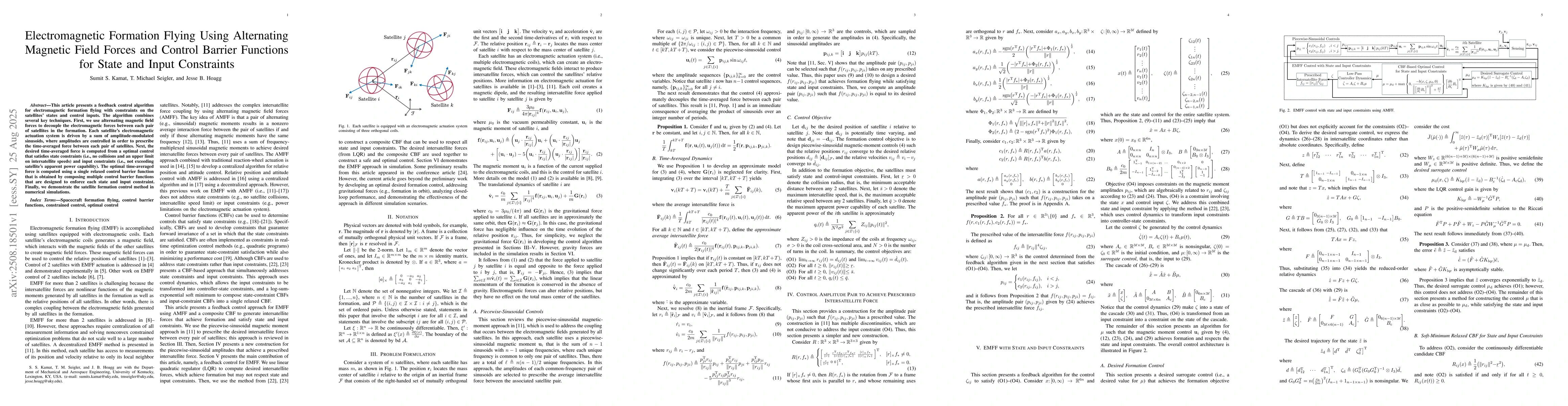 Thumbnail for Electromagnetic Formation Flying Using Alternating Magnetic Field Forces
  and Control Barrier Functions for State and Input Constraints