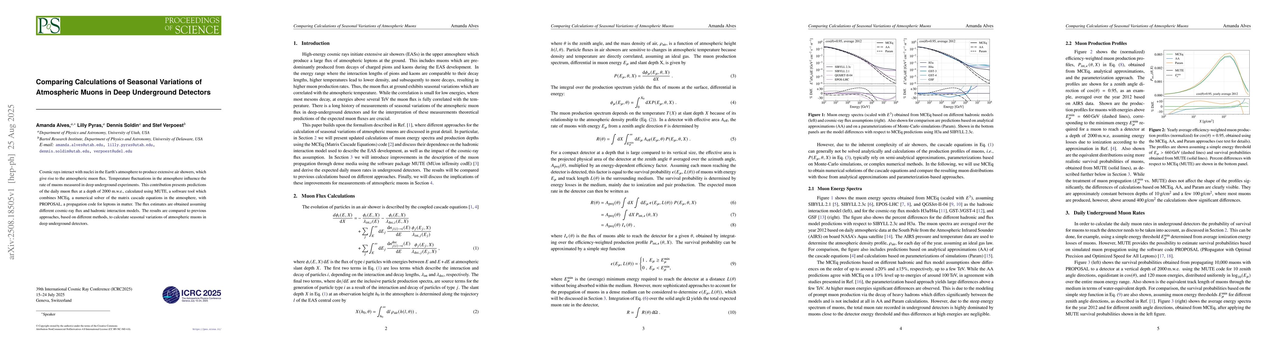 Thumbnail for Comparing Calculations of Seasonal Variations of Atmospheric Muons in
  Deep Underground Detectors