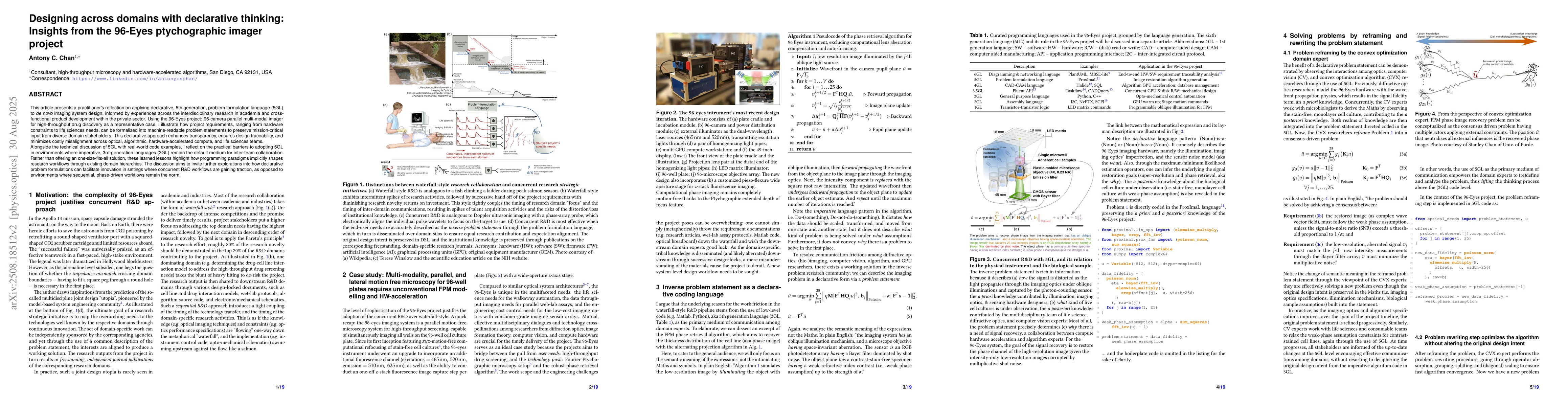 Thumbnail for Designing across domains with declarative thinking: Insights from the
  96-Eyes ptychographic imager project