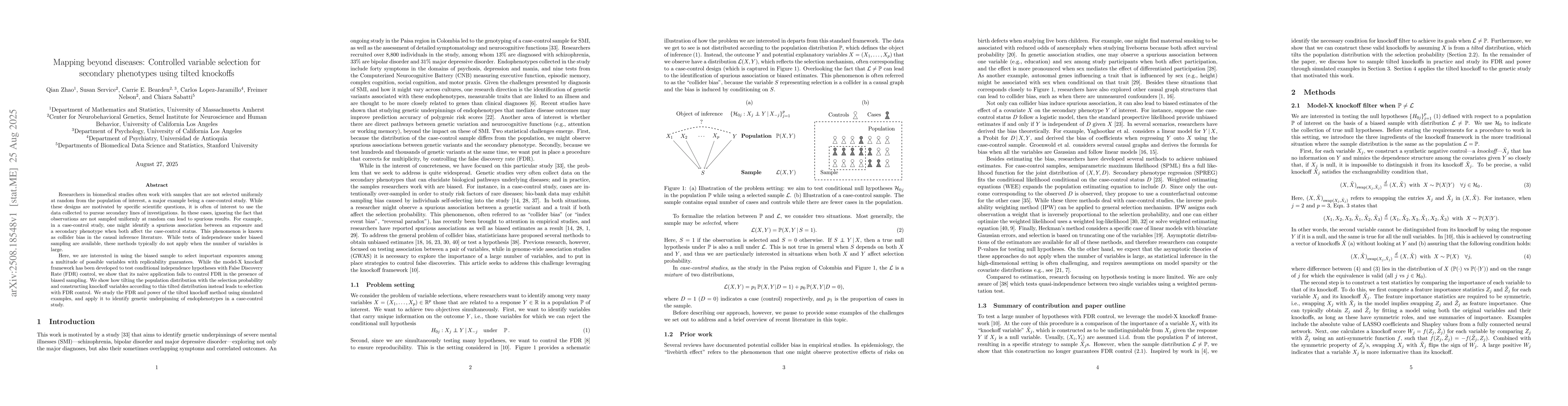 Thumbnail for Mapping beyond diseases: Controlled variable selection for secondary
  phenotypes using tilted knockoffs