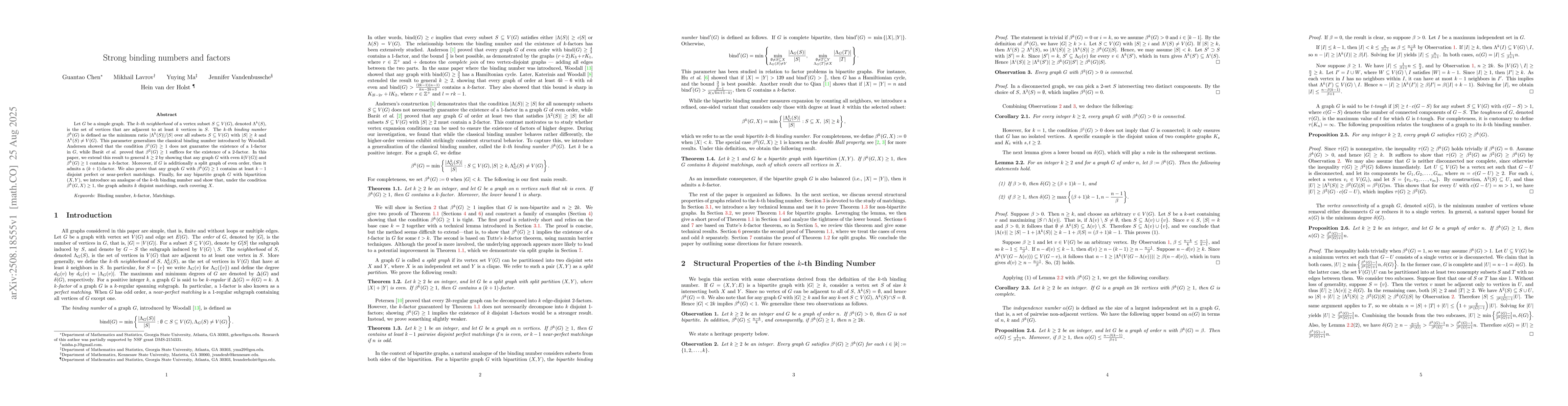 Thumbnail for Strong binding numbers and factors