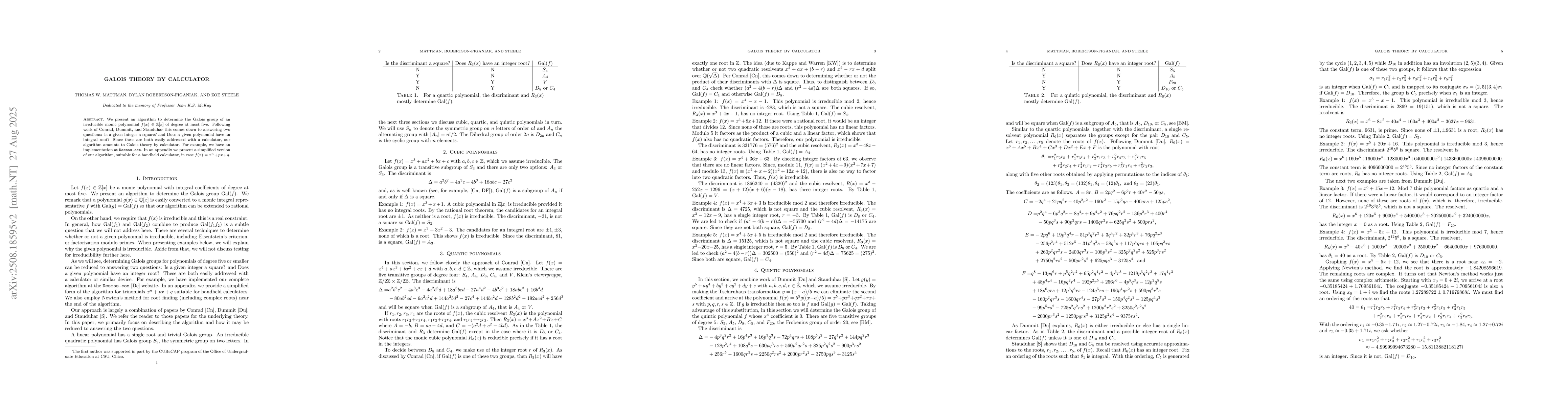 Thumbnail for Galois theory by calculator