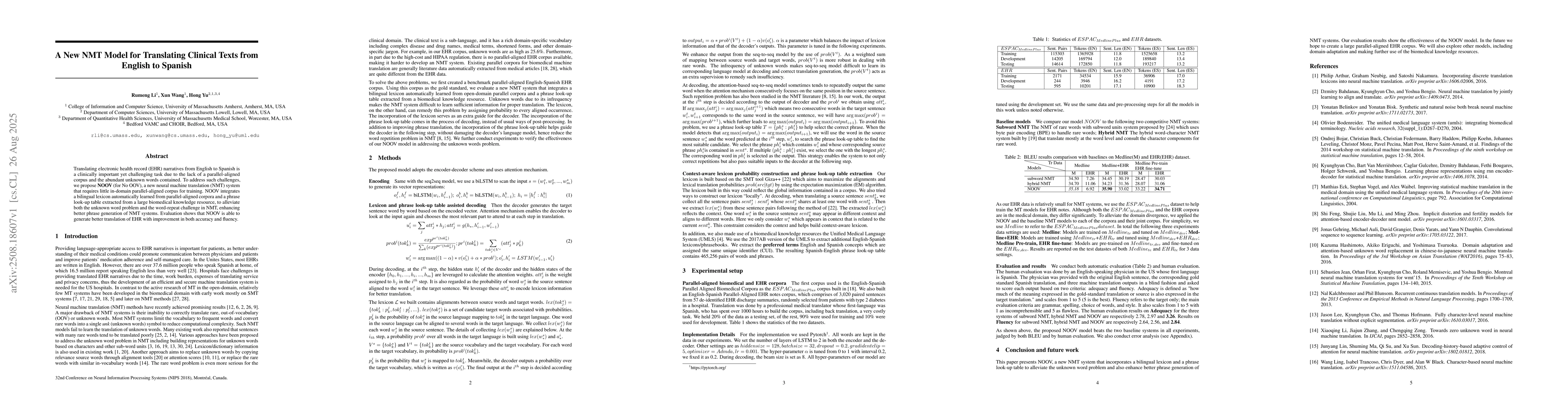 Thumbnail for A New NMT Model for Translating Clinical Texts from English to Spanish