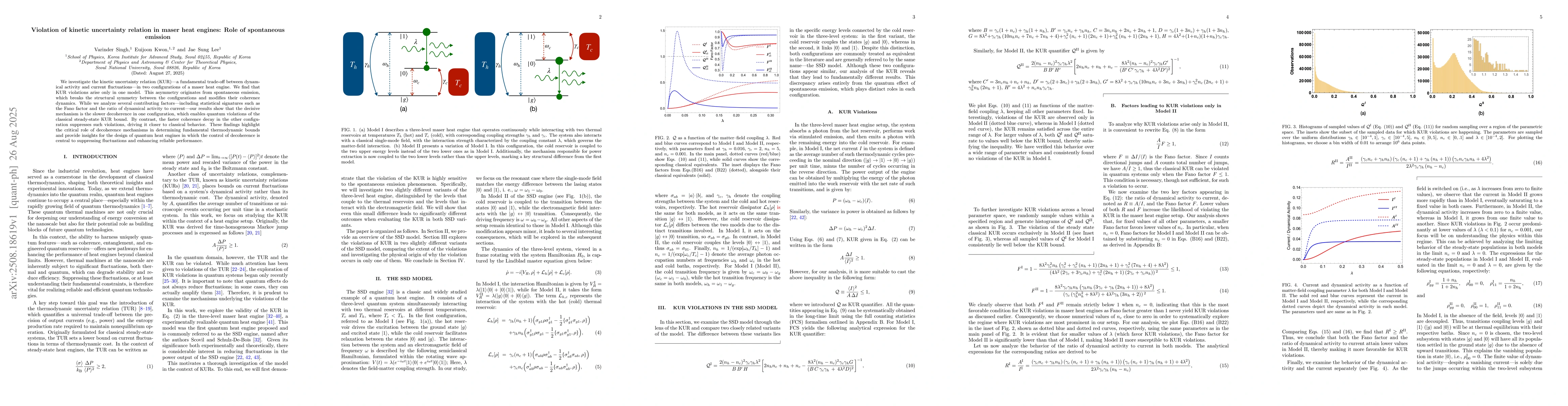 Thumbnail for Violation of kinetic uncertainty relation in maser heat engines: Role of
  spontaneous emission
