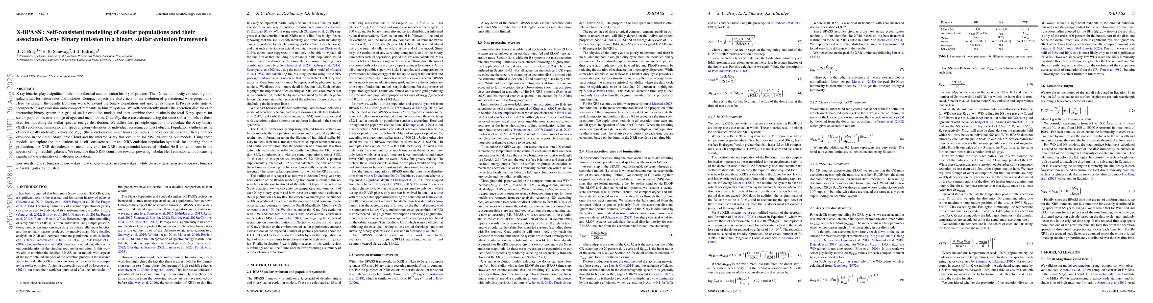 Thumbnail for X-BPASS : Self-consistent modelling of stellar populations and their
  associated X-ray Binary emission in a binary stellar evolution framework
