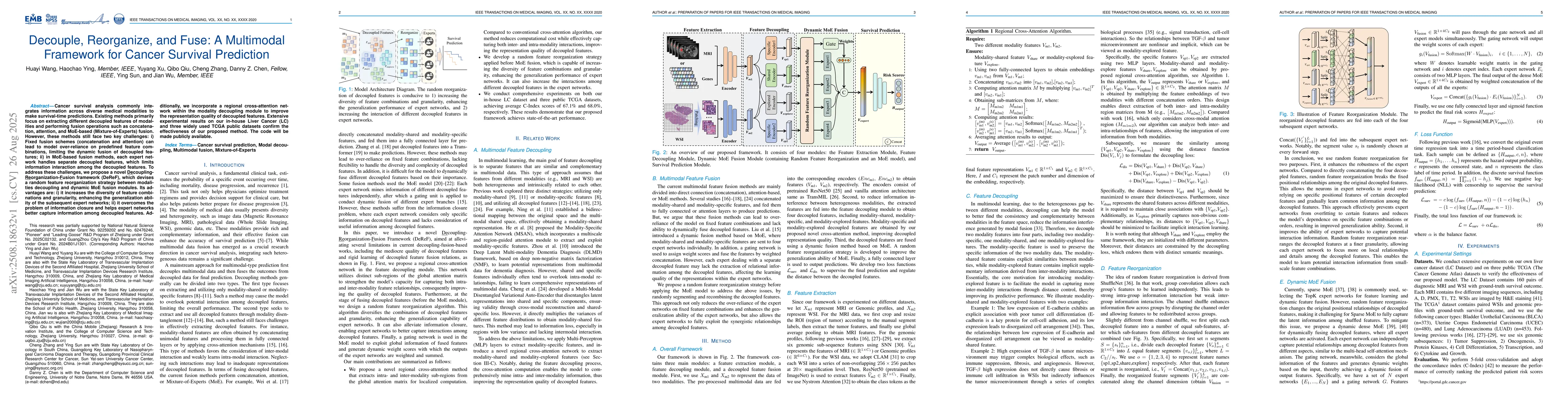 Thumbnail for Decouple, Reorganize, and Fuse: A Multimodal Framework for Cancer
  Survival Prediction