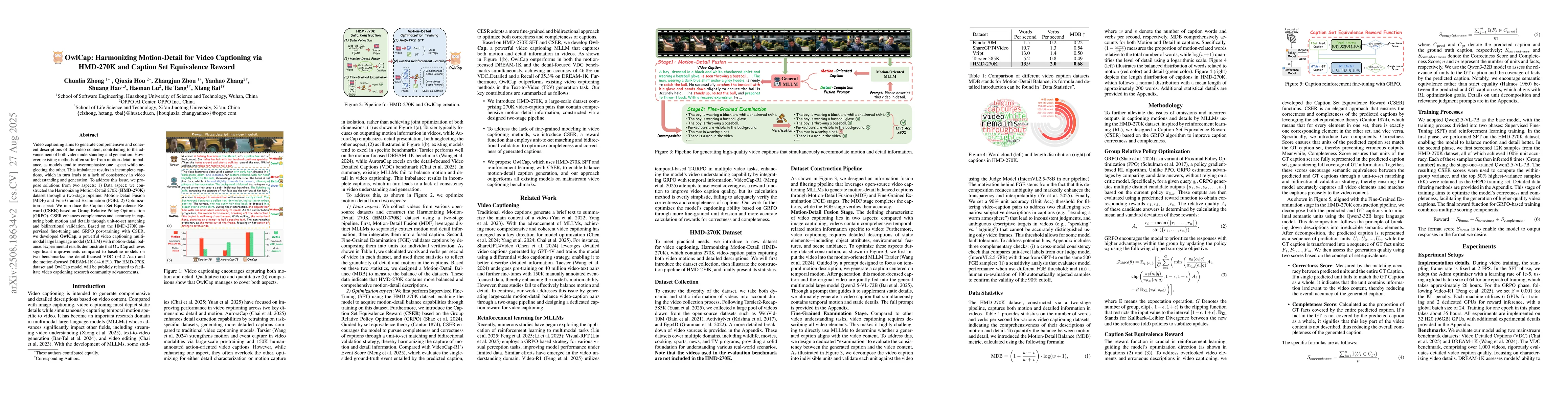 Thumbnail for OwlCap: Harmonizing Motion-Detail for Video Captioning via HMD-270K and
  Caption Set Equivalence Reward