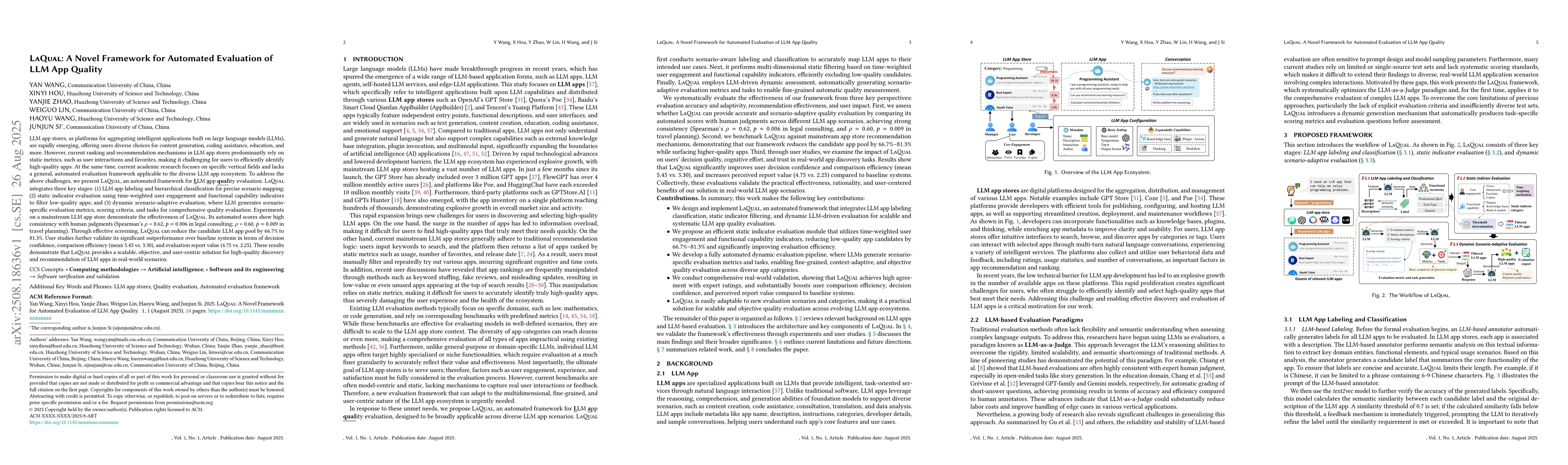 Thumbnail for LaQual: A Novel Framework for Automated Evaluation of LLM App Quality