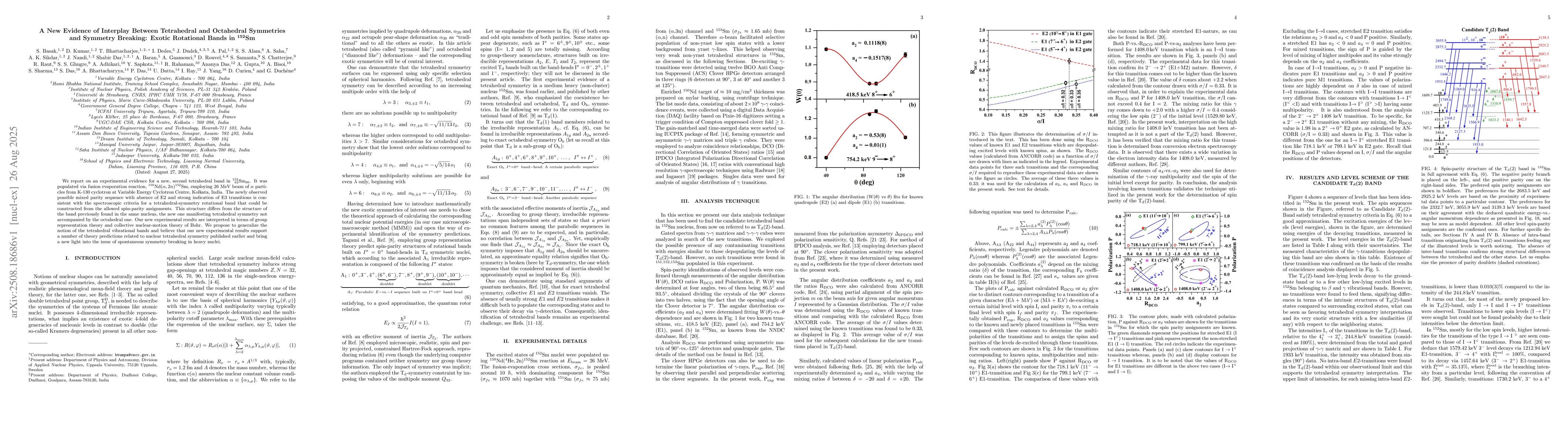 Thumbnail for A New Evidence of Interplay Between Tetrahedral and Octahedral
  Symmetries and Symmetry Breaking: Exotic Rotational Bands in $^{152}$Sm