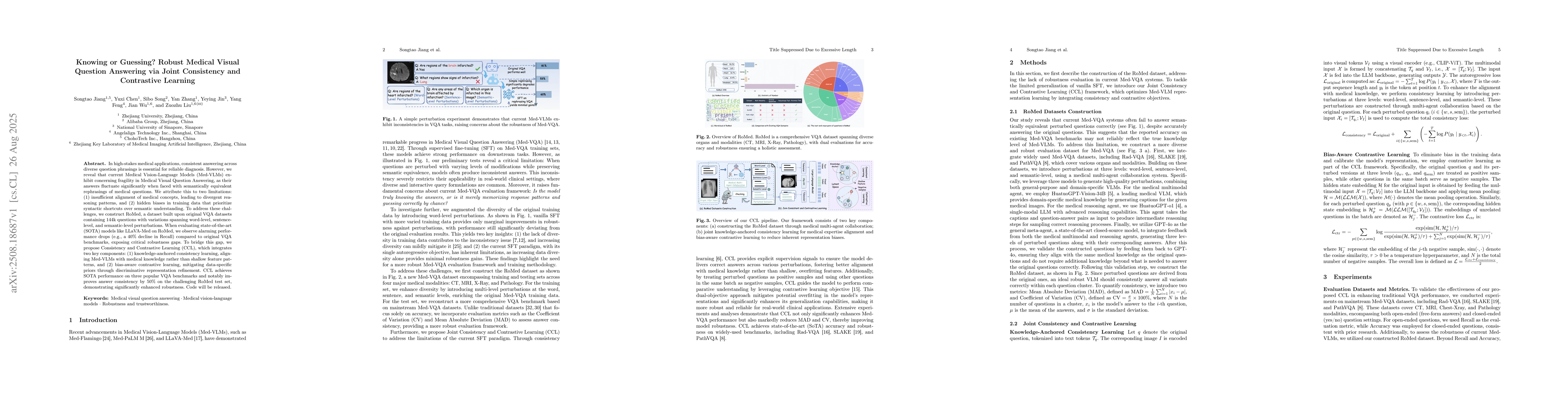 Thumbnail for Knowing or Guessing? Robust Medical Visual Question Answering via Joint
  Consistency and Contrastive Learning