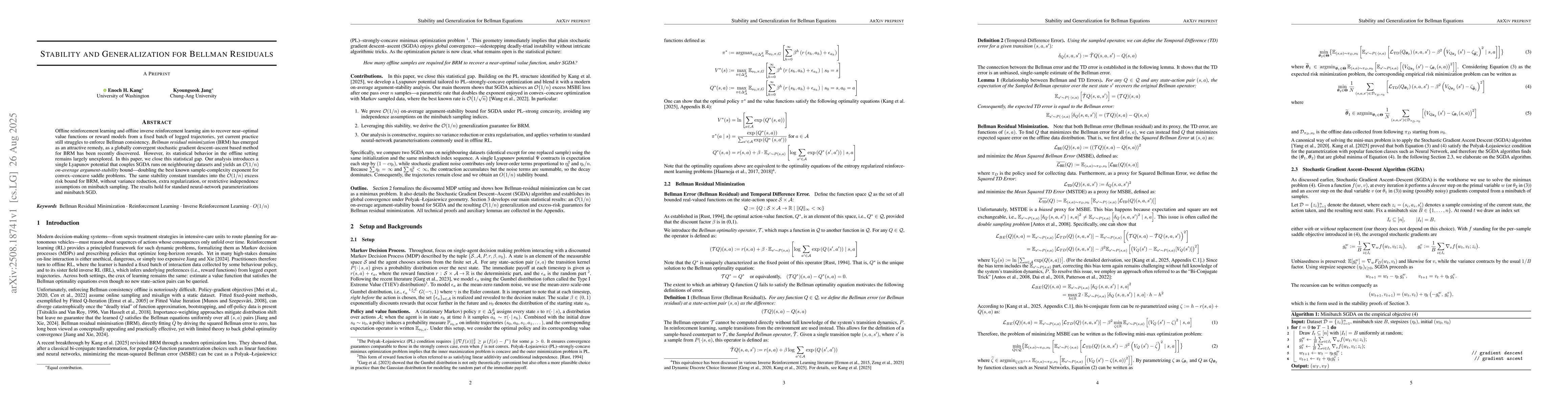 Thumbnail for Stability and Generalization for Bellman Residuals