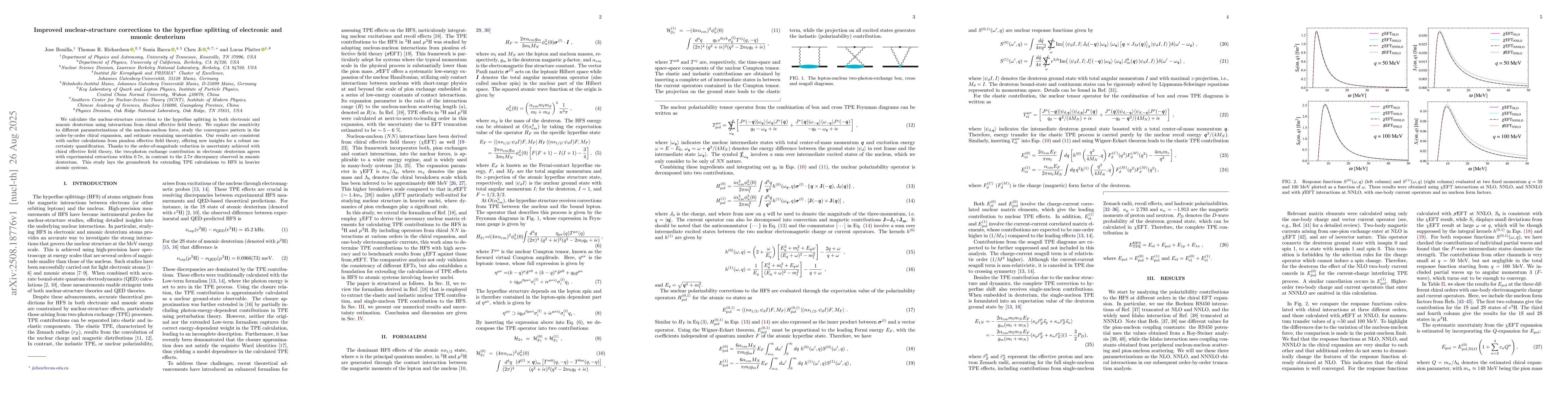 Thumbnail for Improved nuclear-structure corrections to the hyperfine splitting of
  electronic and muonic deuterium