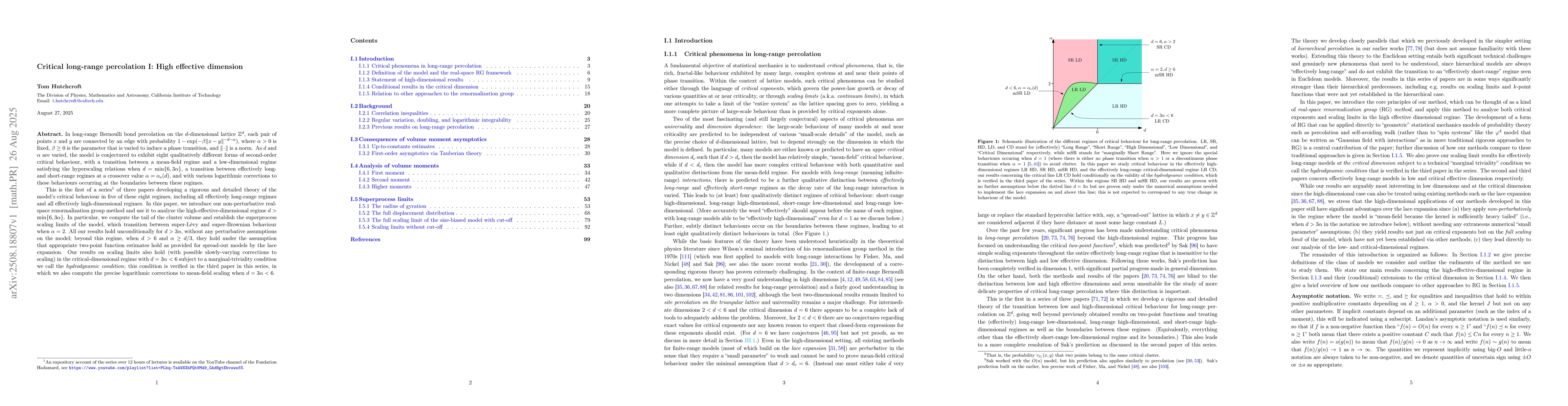 Thumbnail for Critical long-range percolation I: High effective dimension