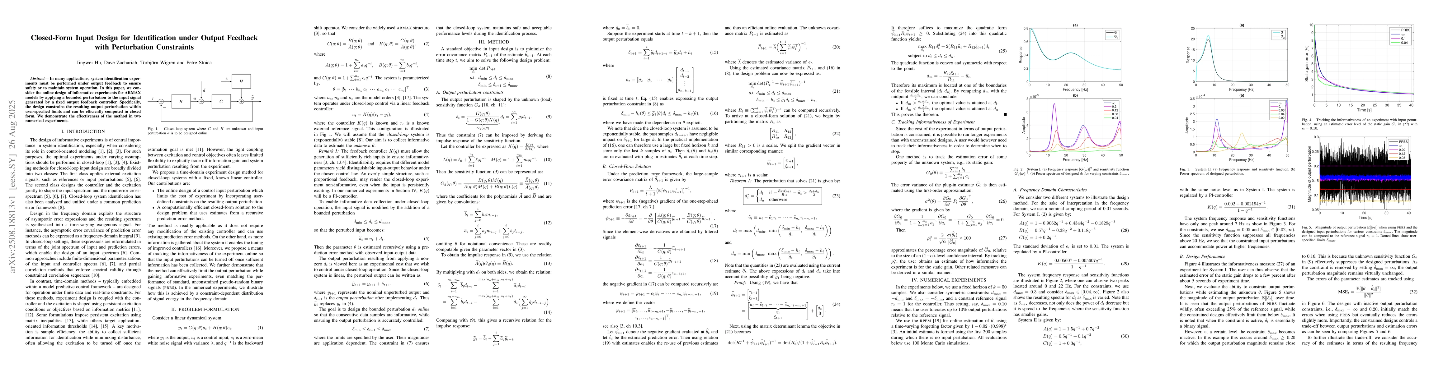 Thumbnail for Closed-Form Input Design for Identification under Output Feedback with
  Perturbation Constraints