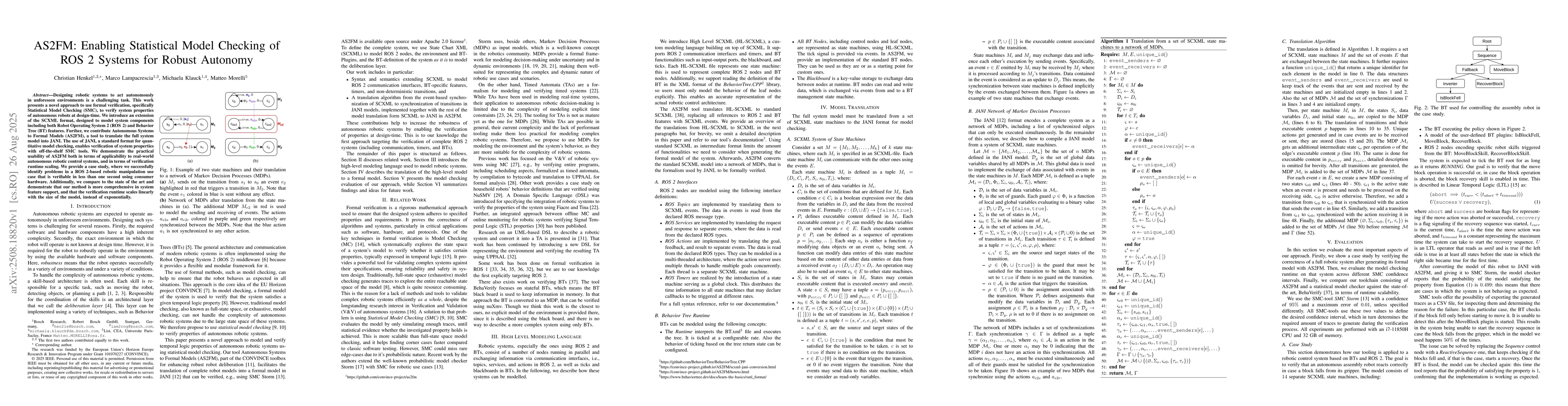 Thumbnail for AS2FM: Enabling Statistical Model Checking of ROS 2 Systems for Robust
  Autonomy