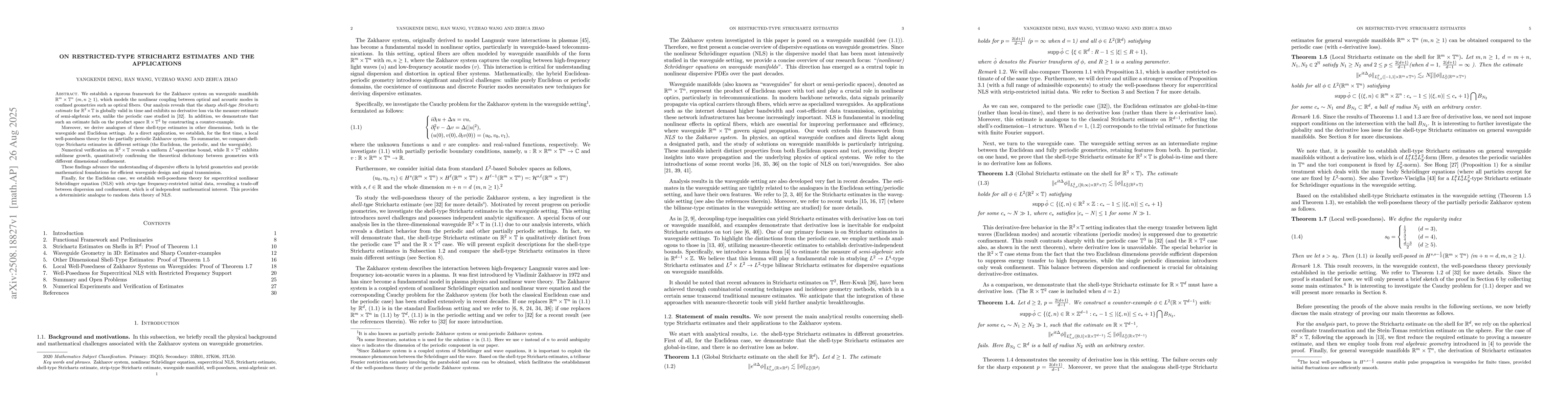 Thumbnail for On restricted-type Strichartz estimates and the applications