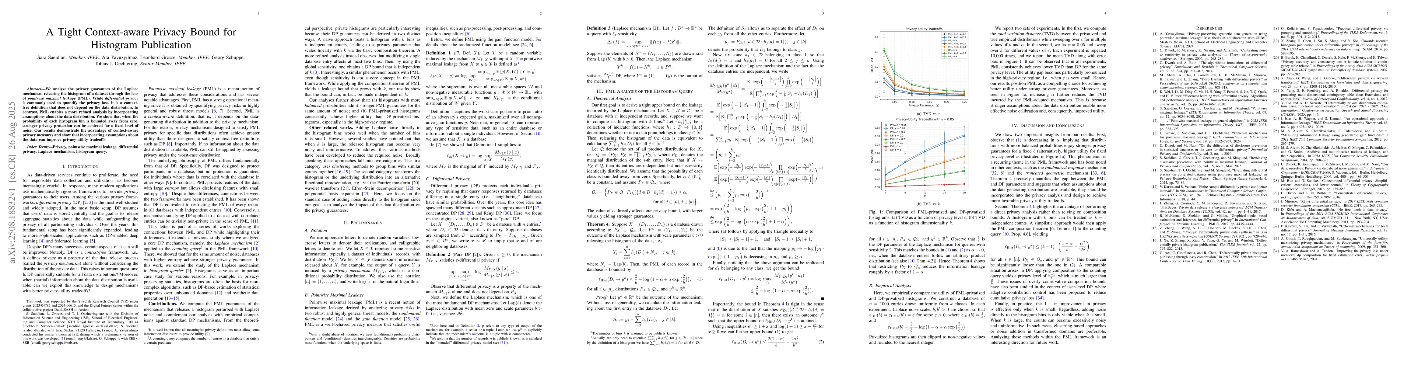 Thumbnail for A Tight Context-aware Privacy Bound for Histogram Publication
