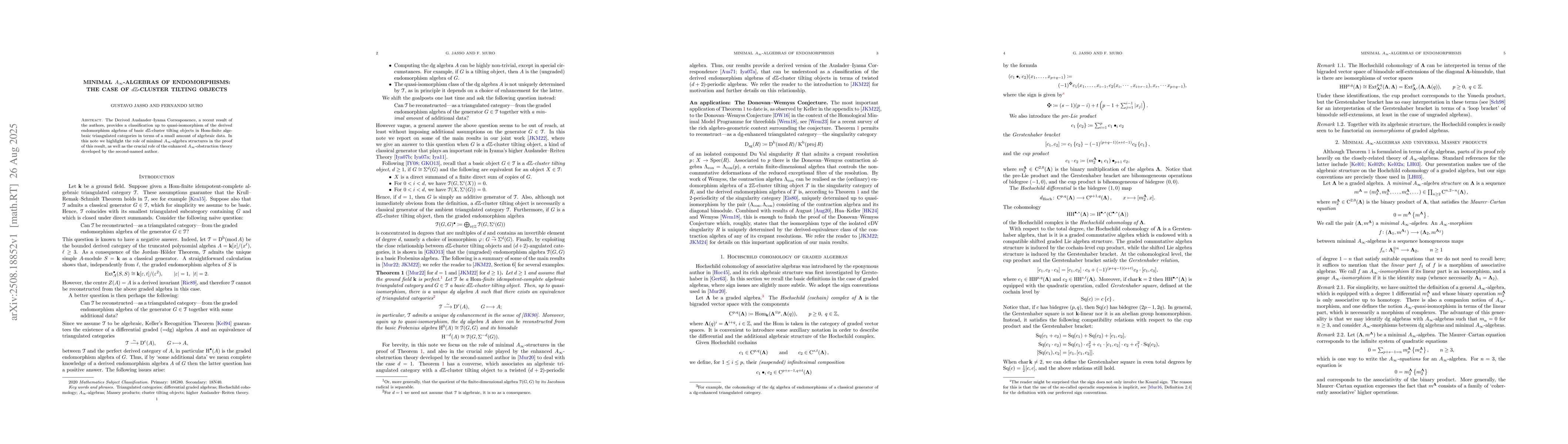 Thumbnail for Minimal $A_\infty$-algebras of endomorphisms: The case of
  $d\mathbb{Z}$-cluster tilting objects