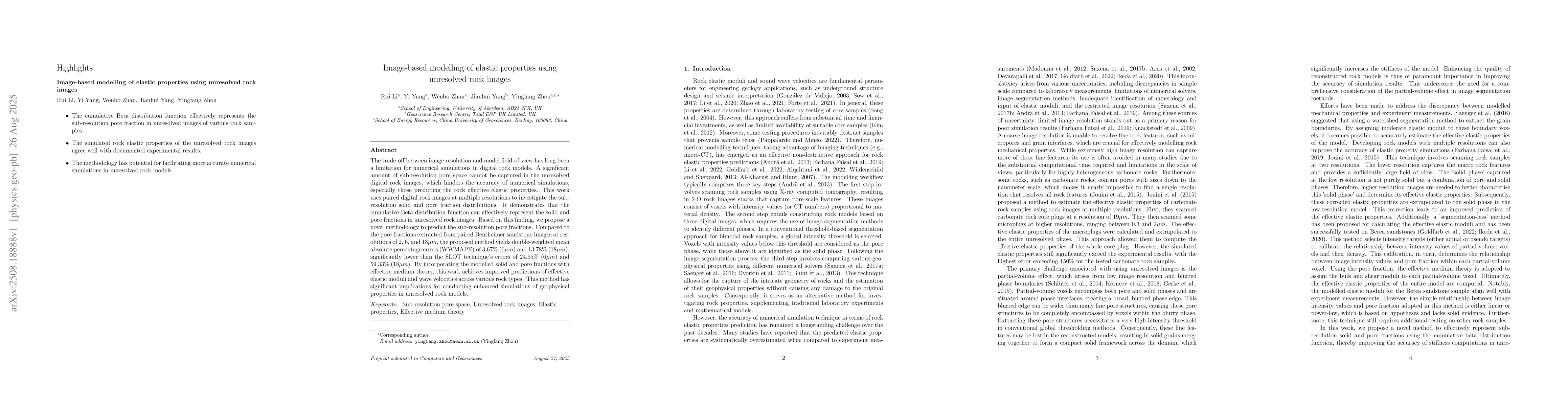 Thumbnail for Image-based modelling of elastic properties using unresolved rock images