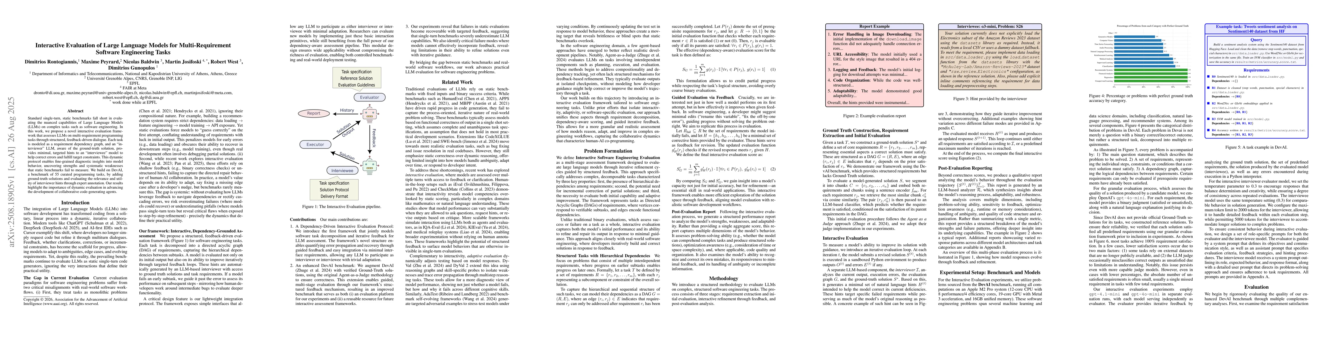 Thumbnail for Interactive Evaluation of Large Language Models for Multi-Requirement
  Software Engineering Tasks