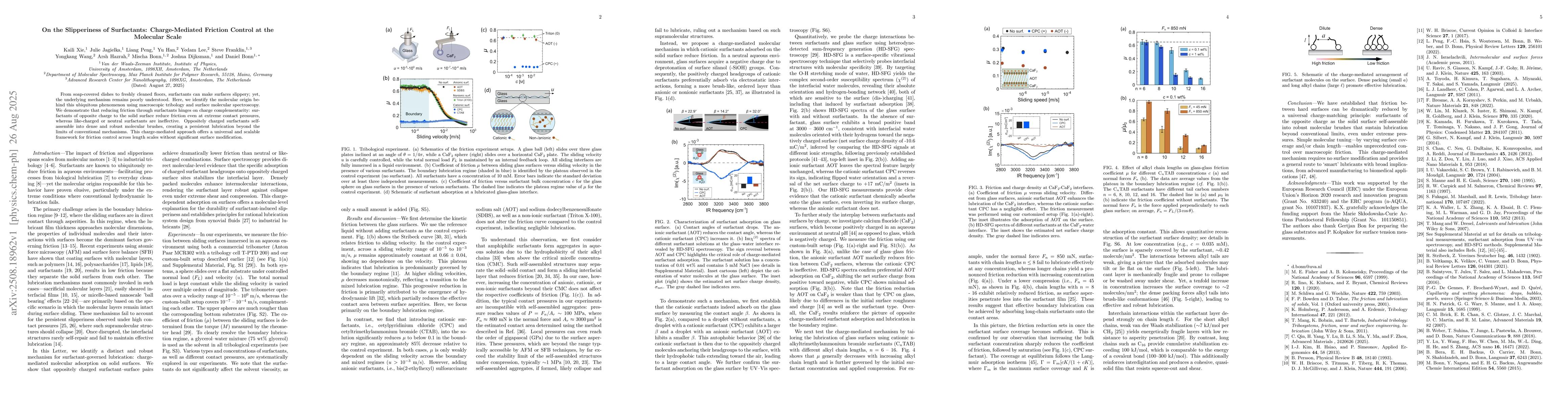 Thumbnail for On the Slipperiness of Surfactants: Charge-Mediated Friction Control at
  the Molecular Scale