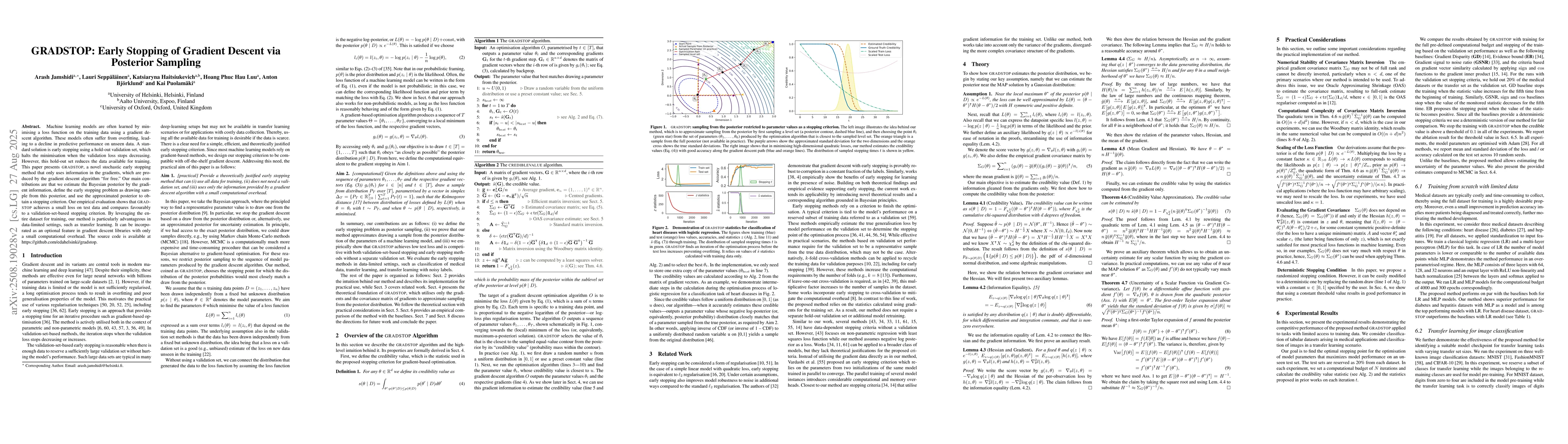 Thumbnail for GRADSTOP: Early Stopping of Gradient Descent via Posterior Sampling