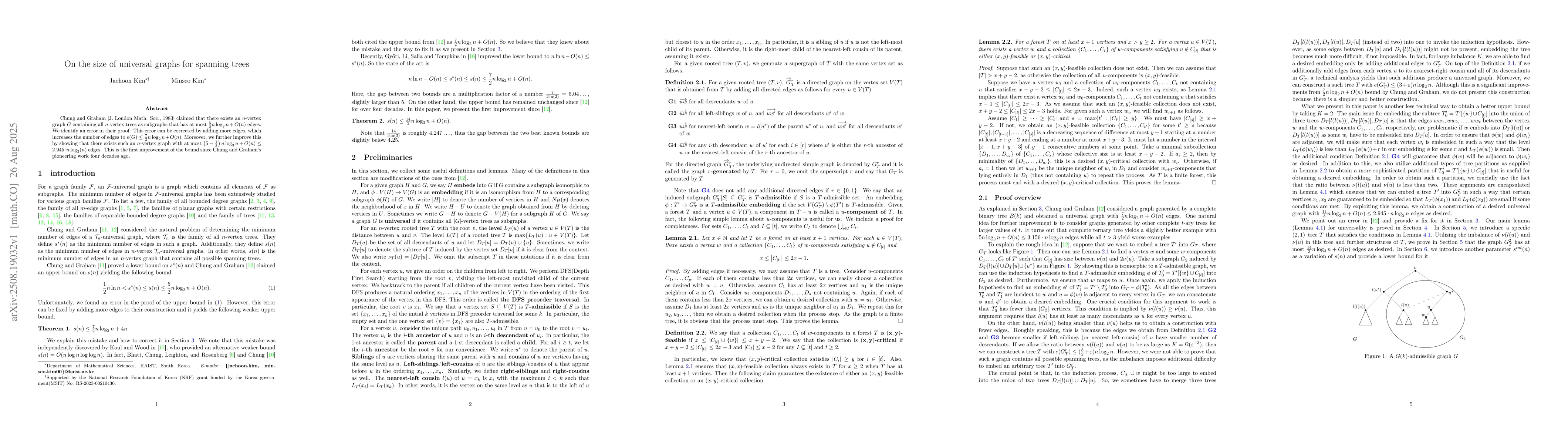 Thumbnail for On the size of universal graphs for spanning trees