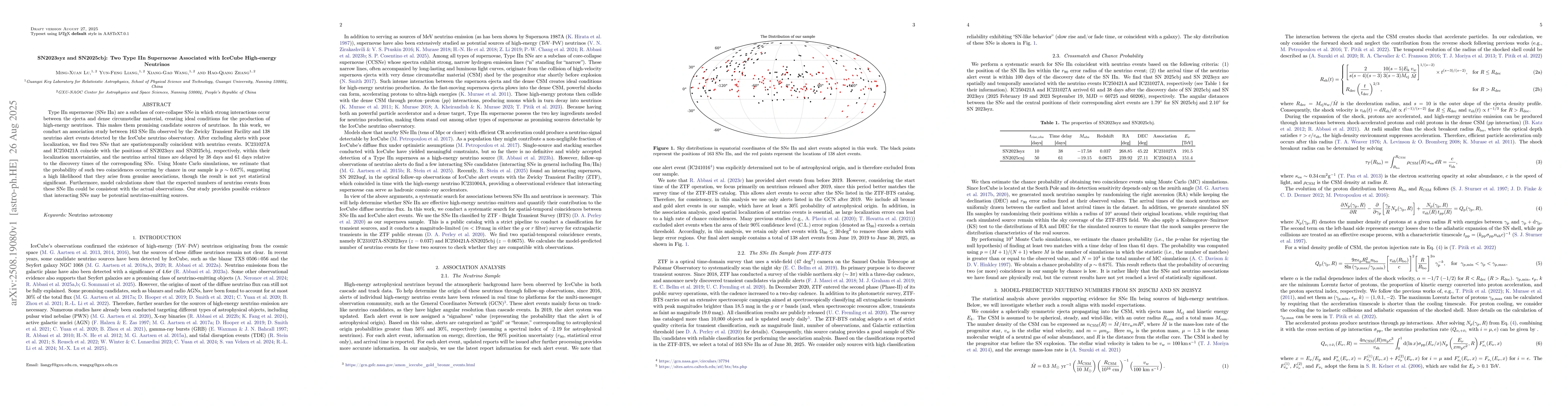 Thumbnail for SN2023syz and SN2025cbj: Two Type IIn Supernovae Associated with IceCube
  High-energy Neutrinos