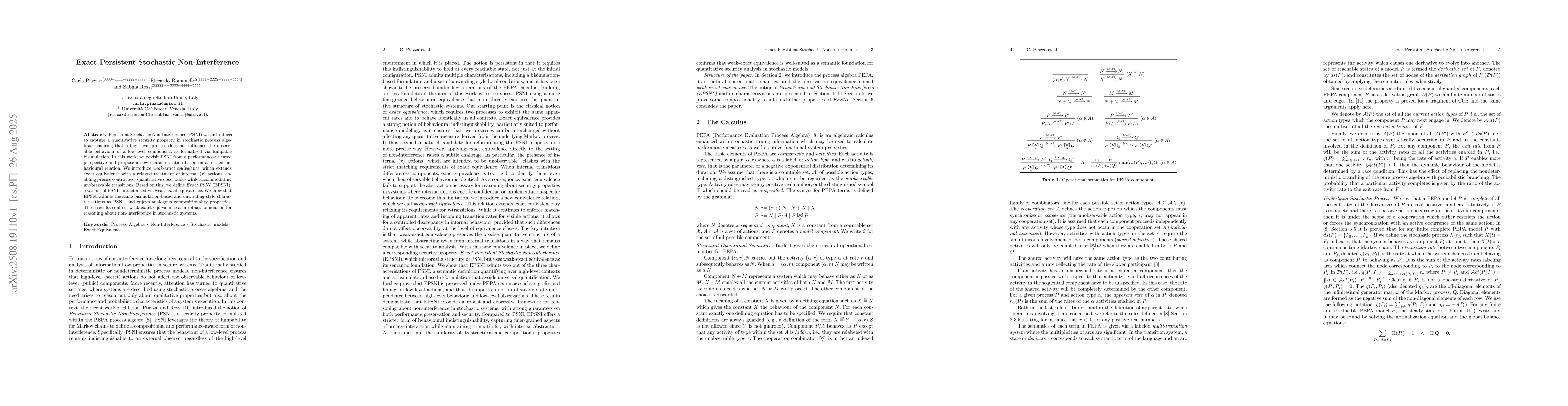 Thumbnail for Exact Persistent Stochastic Non-Interference