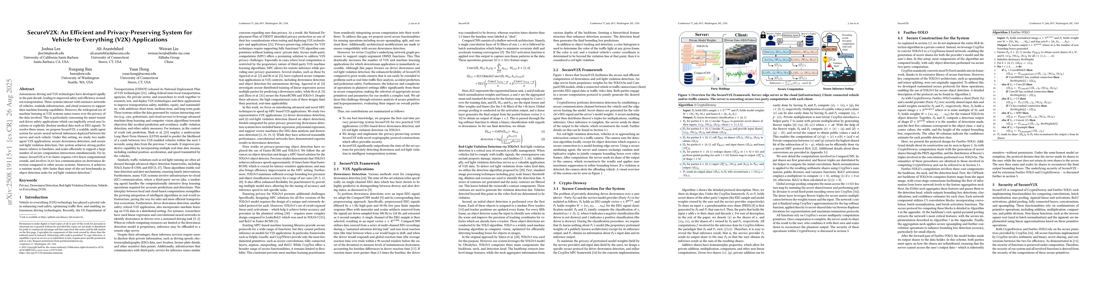 Thumbnail for SecureV2X: An Efficient and Privacy-Preserving System for
  Vehicle-to-Everything (V2X) Applications