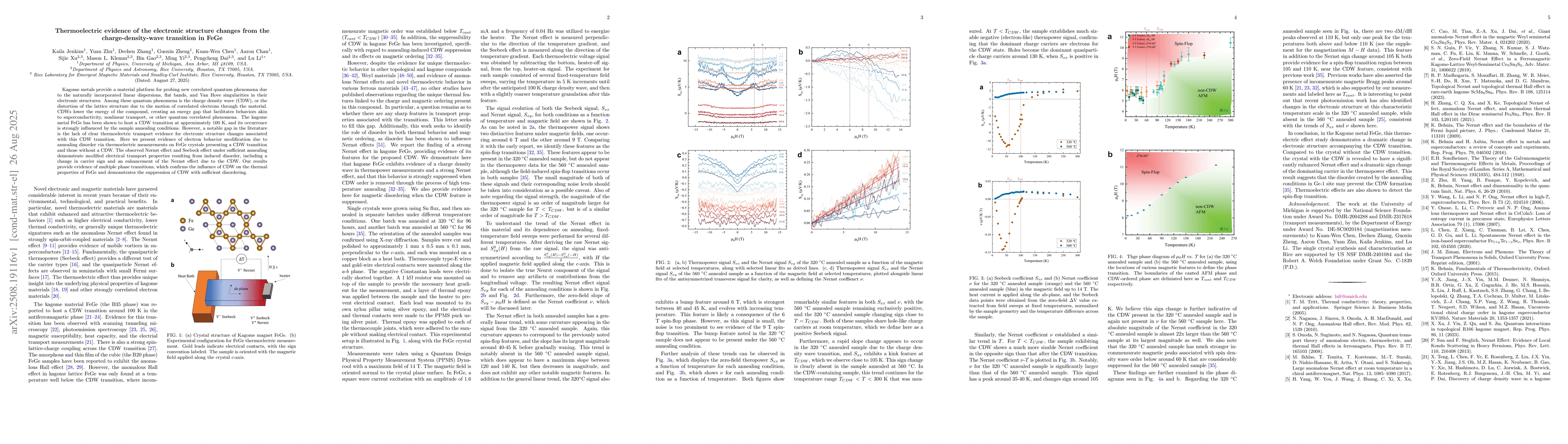 Thumbnail for Thermoelectric evidence of the electronic structure changes from the
  charge-density-wave transition in FeGe