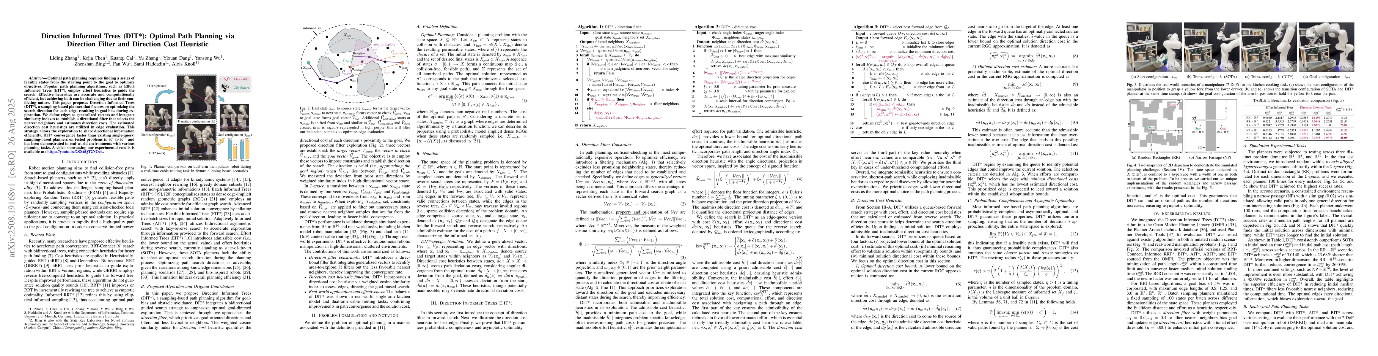 Thumbnail for Direction Informed Trees (DIT*): Optimal Path Planning via Direction
  Filter and Direction Cost Heuristic