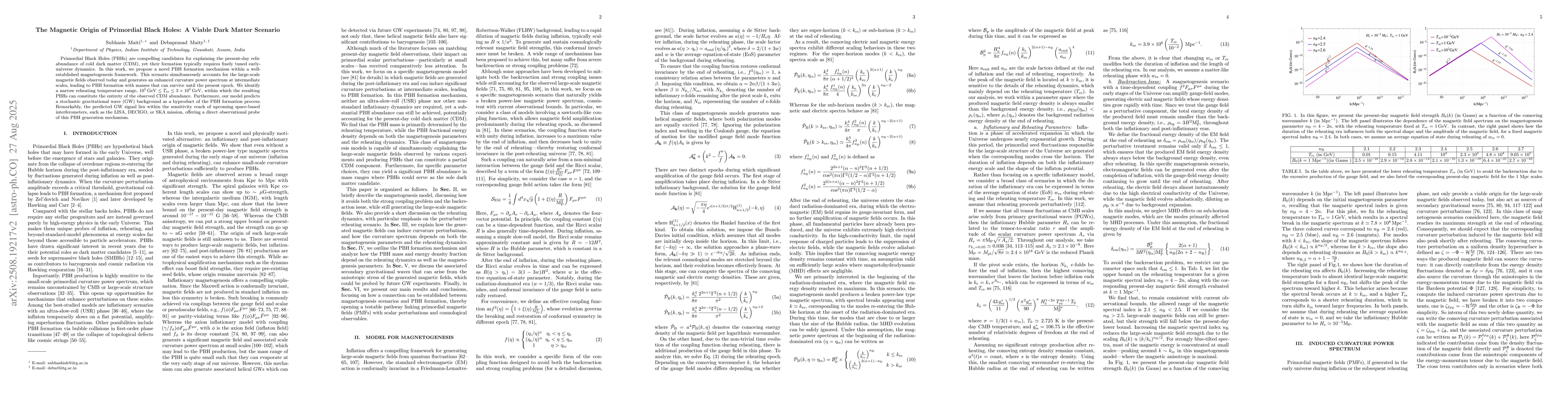 Thumbnail for The Magnetic Origin of Primordial Black Holes: A Viable Dark Matter
  Scenario