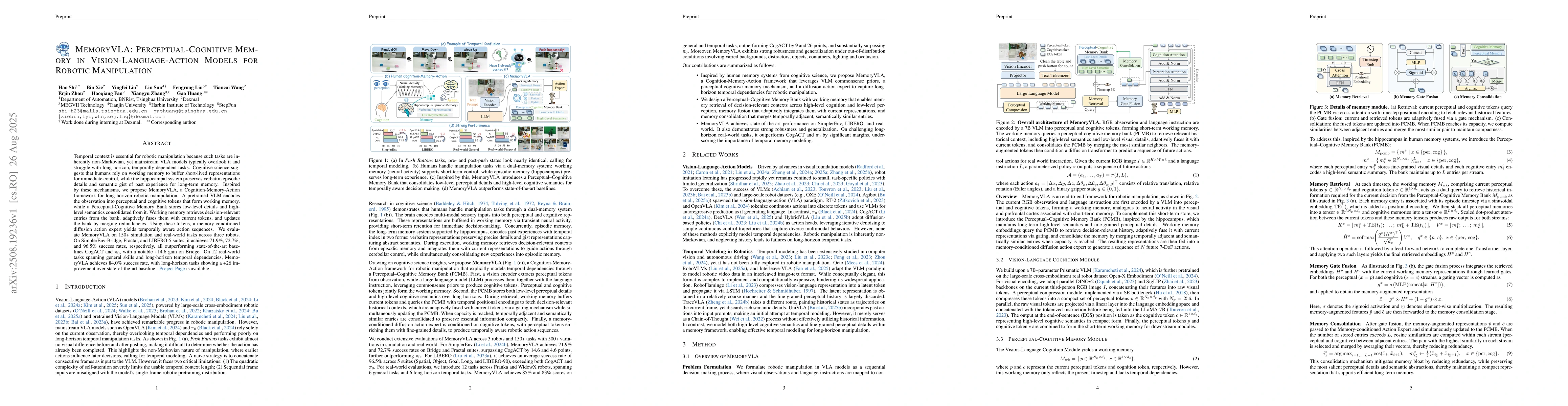 Thumbnail for MemoryVLA: Perceptual-Cognitive Memory in Vision-Language-Action Models
  for Robotic Manipulation