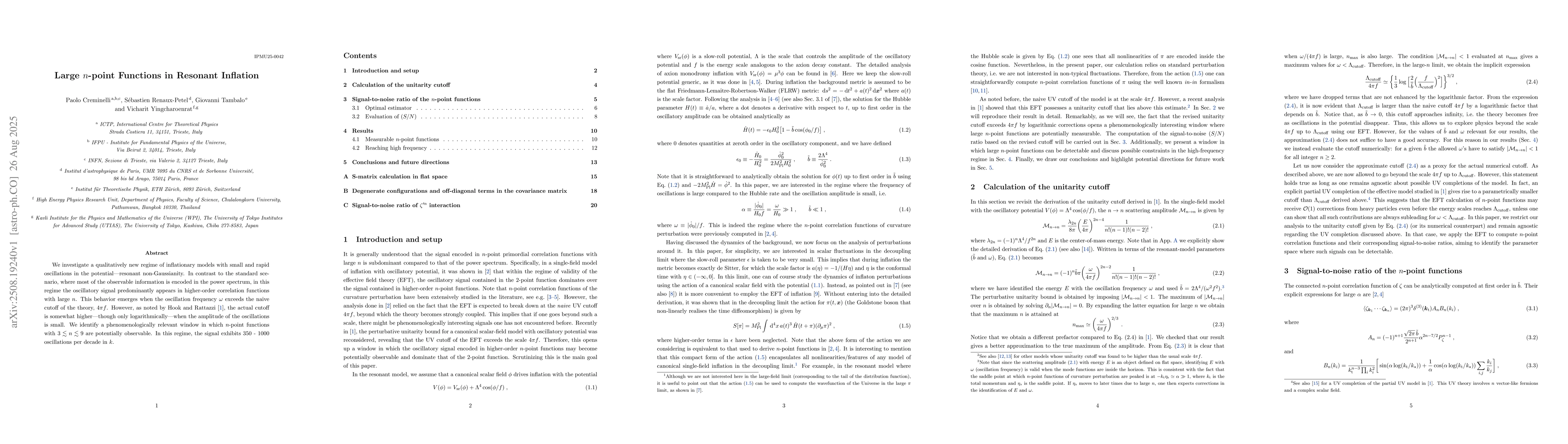 Thumbnail for Large $n$-point Functions in Resonant Inflation